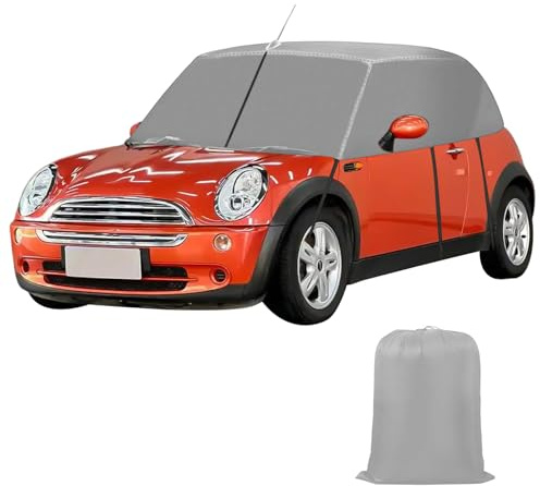 Halbe Autoabdeckung, wasserdicht, Ersatz für Mini Cabrio R52 R57 F57 2005-2022, 600D Oxford Halbgarage mit Riemen für Mini Cooper 3 Türen, Soft-Top-Dachschutz, Anti-UV/Frost/Eis/Staub (Grau)
