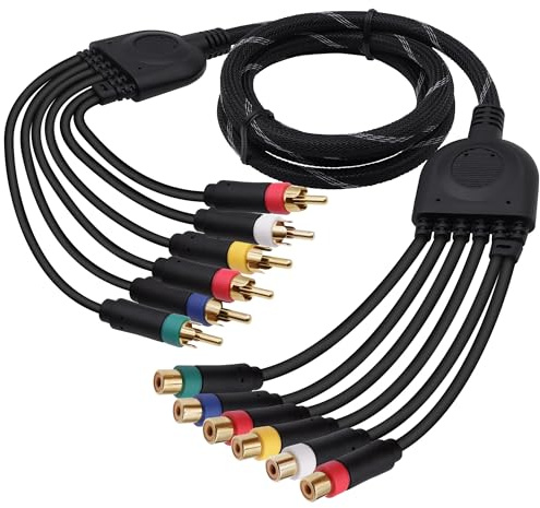 CybNemo RCA YPbPr Component Audio Video Extension Cable 6RCA Male to 6RCA Female HD Component Splitter Adapter Wire Cord for DVD, HDMI Crossover, VCR, Set Top Box -1.8M/5.9FT