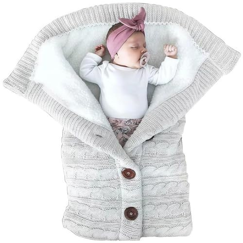 BESTXH Warmer Babyschlafsack, Winterschlafsack FüR Kinder, Gestrickter Schlafsack FüR Kinderwagen, Gestrickte Babydecke Aus Wolle FüR Neugeborene, Kuscheldecken FüR Babys,06