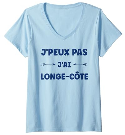 Femme Humour Sport mer Longe-côte Je Peux Pas J'Ai Longe côte T-Shirt avec Col en V