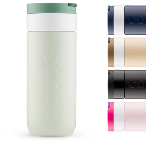 Dopper Travel Mug Thermobecher 400 ml Forest Green - Auslaufsicherer Isolierbecher für kohlensäurehaltige Getränke, 6h warm / 20h kalt, 90% recycelter Edelstahl