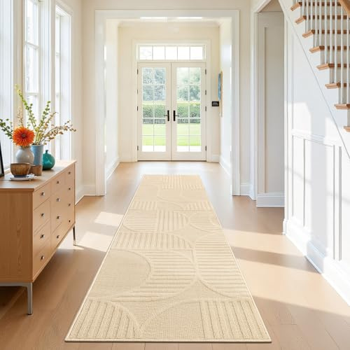 SHACOS Beige Tapis Couloir Long 60x300 cm Antidérapant, Tapis de Passage