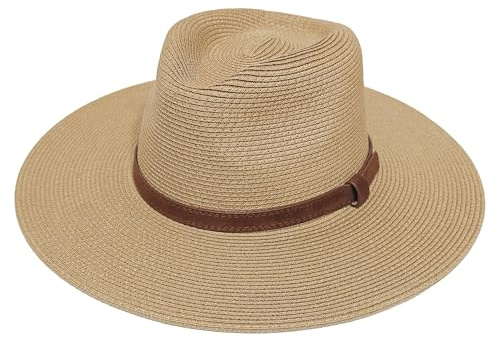 Sombrero Panamá Clásico de Paja para Hombre y Mujer - Transpirable con Protección Solar UV, Diseño Elegante de ala Plana, Ligero y Ajustable - Ideal para Playa, Viajes