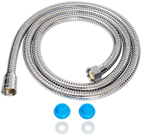 1.5m Shower Hose with Washers Chrome Replacement Anti-Kink Pipe