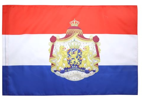 BANDIERA PAESI BASSI CON STEMMA 90x60cm - BANDIERA OLANDESE 60 x 90 cm foro per asta - AZ FLAG