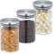 Relaxdays Vorratsgläser 3er Set, 800 ml Nudelglas, luftdicht, Edelstahldeckel, Vorratsdose für Küche, transparent/silber, 15 x 9,5 x 9,5 cm