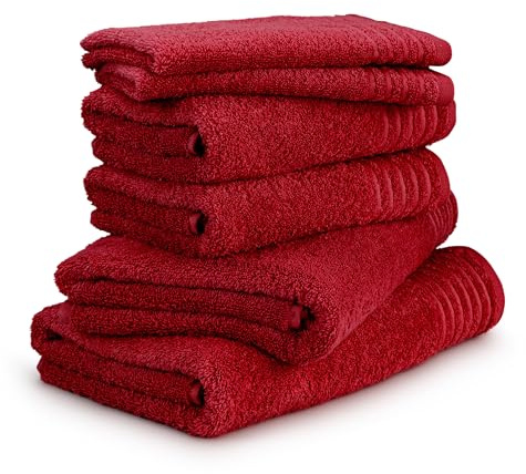 Möve Handtuchset New Classic 6-TLG Handtücher - 2X 30x50 cm + 2X 50x100 cm + 2x67x140 cm, 100% Baumwolle, Ruby