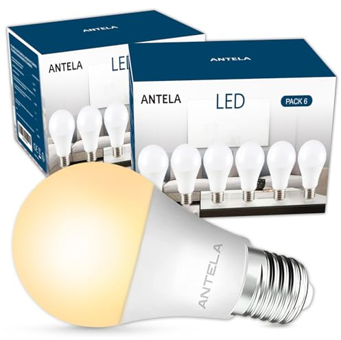 ANTELA Bombillas LED E27, Luz Blanca Cálida 3000 K, Potencia de 8,5 W Equivalente a 60W, 806 Lúmenes, CRI 80, Vida Útil de 20.000 Horas, 12pcs