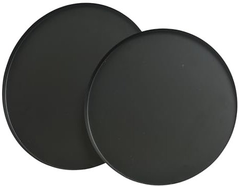 Lot de 2 plateaux ronds en métal - 30 à 35 cm - Noir mat - Pour servir et décorer - Robuste - Plateau décoratif - Plateau de service - Assiette décorative scandinave simple - Décoration d'intérieur