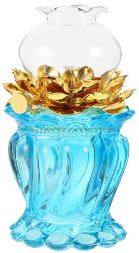 OUNONA Vintage Öllampe Für Innenräume Kristall Lotusblume Mit Einstellbarem Docht Windschutz Dekorative Petroleumlampe Als Spirituelle Lichtquelle Und Geschenk