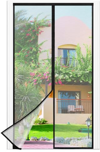 Fliegengitter Balkontür Magnet, 85 * 210cm Stärkere Magneten Fliegengitter Tür,3.8cm Breites Klettband, Fliegengittertüren Ohne Bohren, Insektenschutz Balkontür, Für Balkontür/Terrassentür, Schwarz