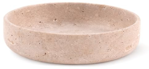EARTHEN Crafts Marble Decorative Bowl 8 Inches Travertine Handmade Large Fruits Holder for Kitchen Counter Serving, Modern Key Bowl, Fruit Dish & Fruit Storage