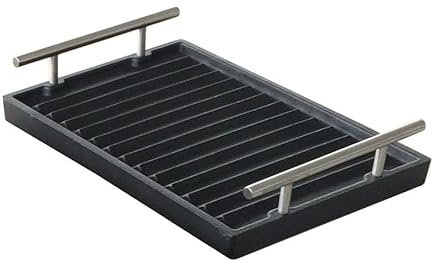 Generico Cast Iron Enamelled Wavy Grill Pan with DS Stainless Steel Handles (30 x 20 x 2.1 H cm)