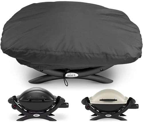 7117 Grillöverdrag för Weber Q100/Q120/Q1000/Q1200/Q1400-grillar, 600D Oxford-tyg, slitstarkt och vattentätt, PU-överdrag för Weber Q100- och Q1000-seriens gasgrillar (71 L x 43,2 B x 35,6 H cm)