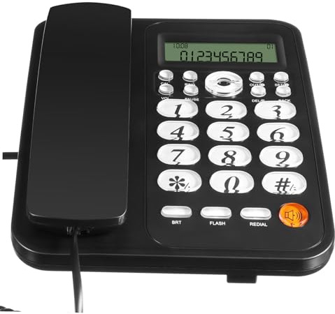 POPETPOP Téléphone Filaire De Bureau Affichage De L’Identification De L’appelant, Fonction Rejet D’Appel, Volume Réglable, pour Usage Domestique Et Seniors, Design Classique Noir
