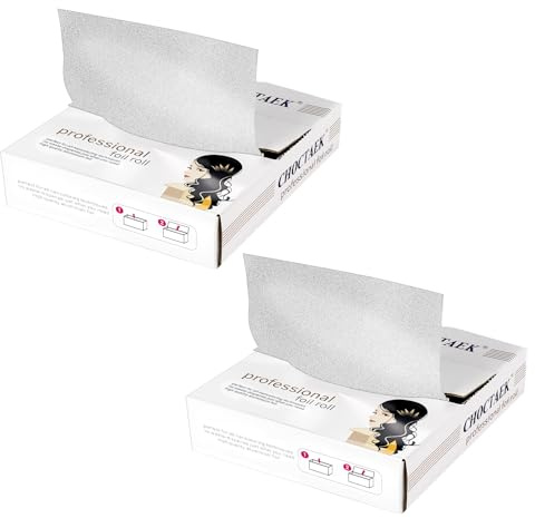 APXEL 2 Cajas Papel Aluminio Peluqueria, Precortadas Papel Mechas Peluqueria, 12,7 x 27,3 cm Textura Antideslizante en Relieve para Reflejos, Teñido y Decoloración del Cabello (200 Hojas)