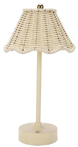 Luocute Rattan Table Lamp, LED Rechargeable Cordless Wicker Desk Lamp with 3 Color Temperature Touch Control Dimmable Brightness, for Bedroom Living Room Office Home Decor (Cream)