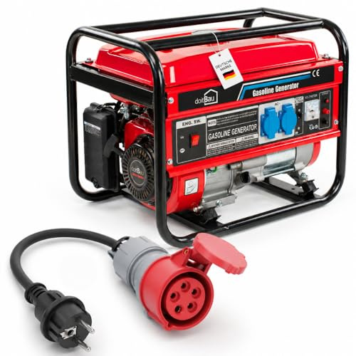 Stromgenerator mit Benzin | Notstromaggregat leise | 5 Steckdosen 3x 230V / 1x 400V / 1x 12 V | 7 PS (Kupferwicklung+Starkstrom)