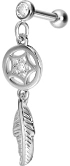 PIERCINGLINE Ohrpiercing als Traumfänger mit Kristall aus Chirurgenstahl - Piercing Schmuck für Ohr oder Helix in 3 Farben