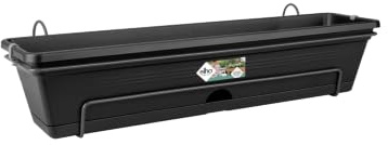 Elho Green Basics Balconnière Allin 1 70cm - Living Noir | L 26 x W 68.5 x H 16.5 cm | Convient à une Utilisation Extérieure