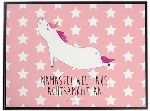 Mr. & Mrs. Panda Schreibunterlage Einhorn Yoga - Geschenk, Sport, Unicorn, Schreibtischauflage, Schreibtisch Unterlagen, schreibtischmatte, schreibtischunterlage, schreibauflage, Namaste, Einhörner