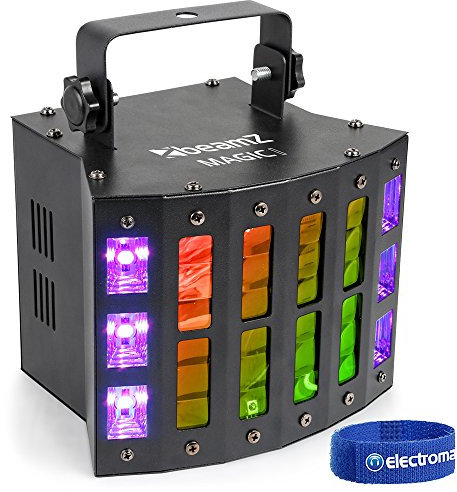 BeamZ Magic1 Derby Projecteur Stroboscope - Effet Derby 9x LEDs RGBAWP 3W, Effet Stroboscope 6x LEDs UV/Blanc, 7 Canaux DMX, Mode Audio et Mode Auto, Shows Préprogrammés, Télécommande Infrarouge