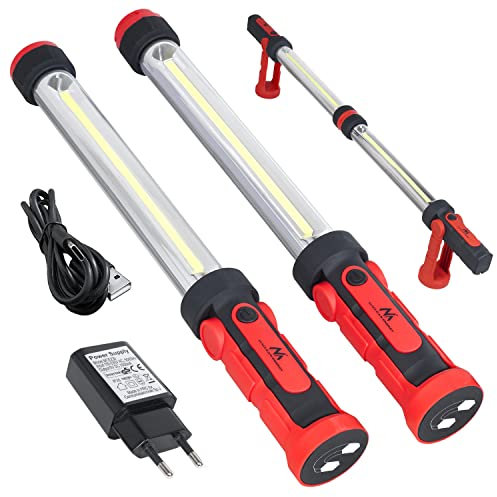 Maclean COB LED XXL 2x Werkstattlampe | Arbeitslampe mit Magnet und Haken | Dual Modi für vielseitige Nutzung | Max. 1200 Lumen (2x 600 Lumen) | Ideal für Werkstatt und Garage