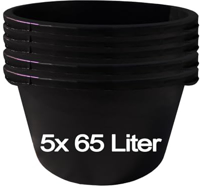 Mörtelkübel 65L 5er Set Maurerkübel | Hossi's Wholesale, Kunststoffkübel, Baueimer, stapelbar, Skala