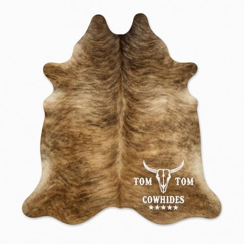 Tom Tom Cowhide Brindle Medium Cowhide Rug 100% Natural Leather Rugs 7' x '6