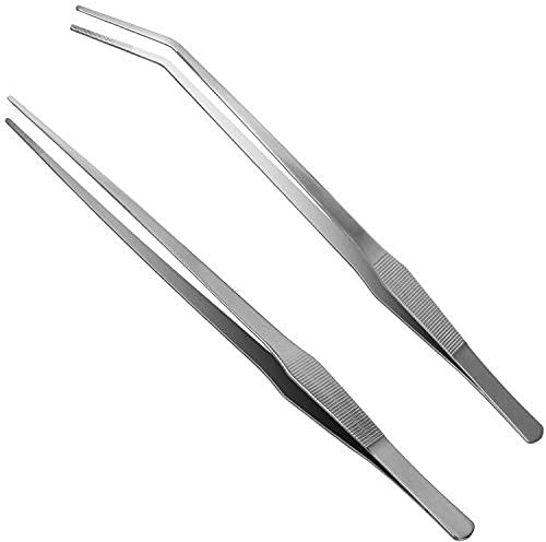 Aquarium Tweezers Extra Long 15 inches, Luxiv Stainless Steel Straight and Curved Tweezers 38cm Extra Long Tweezers for Fish Tank Plant Aquascape Tools, Feeding Tongs