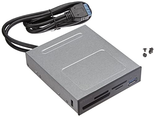 ICY BOX USB Frontpanel mit Kartenleser, intern, Einbau in 3,5 Zoll Schacht (Floppy), USB 3.0, SD, microSD, CF, MS, Kunststoff, IB-872-i3