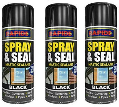 SDMAX Black Spray And Seal Leak Fix Stop, Sealant Instant Waterproof Gutter Roof Pipe, Superior Long-Lasting Seals, Seal Fix Waterproof Mastic Sealant Pack of 3-300ml