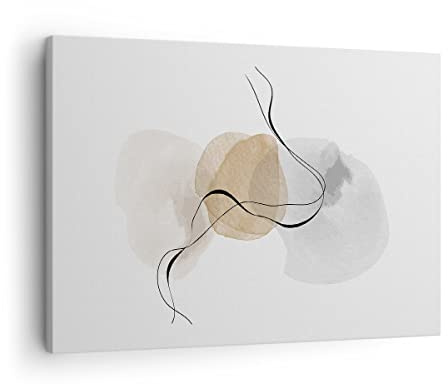 ARTTOR Bilder auf Leinwand 70x50cm Wandbild Abstrakt Pastell - 4827 | Aquarell Minimalistisch Klein Wanddekoration Wohnzimmer Schlafzimmer Wanddeko Wand Kunstdruck Wandkunst Wall Decor ARTTOR