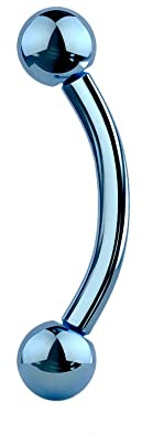 JEWEL BARREL Böjda skivstänger ögonbrynspiercing banan bar smycken rok daith-öra anodiserat stål 16 g (1,2 m) 6 mm 8 mm längd med 3 mm bollar, Rostfritt stål