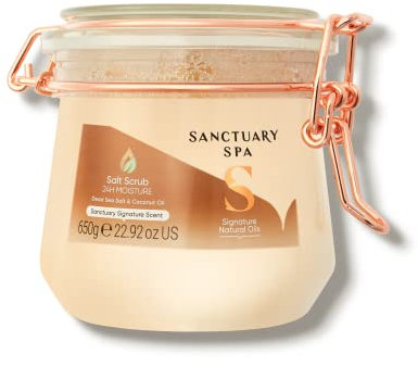 Sanctuary Spa Dead Sea Salt Scrub with Coconut Oil, No Mineral Oil, Cruelty Free and Vegan, 650 g