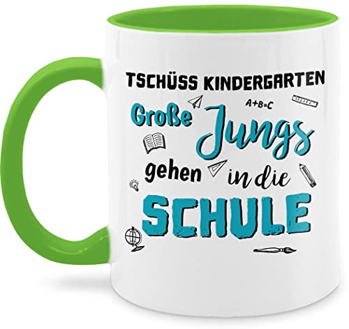 Tasse Tassen 325ml - Einschulung Geschenk Schulanfang - Tschüss Kindergarten Große Jungs Schule - 325 ml - Hellgrün - junge einschultasse schulanfangsgeschenke kaffeetasse einschulungstasse