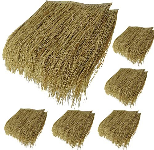 HLILY Simulation Thatch Tile, Hot Melt Palm Roof Artificial Thatch Tile, Straw Roof for Tiki Bar Accessories Garden Patio Deck Gazebos Wall House/Ordinary Yellow/8Pcs