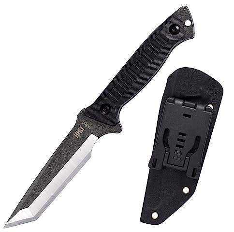 KHU Couteau à lame fixe Couteau de survie bushcraft - Acier 420HC Nylon Plastique poignée, Outdoor Pêche Camping Accessoires - Avec étui Kydex
