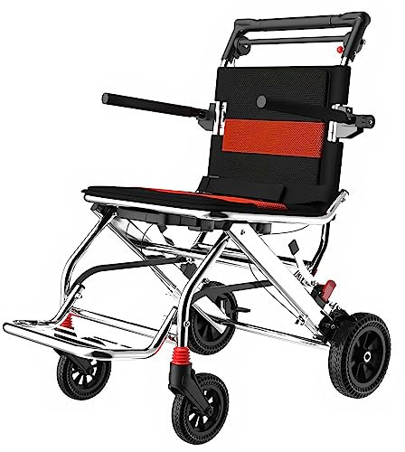 GHBXJX Faltbar Leicht Rollstuhl, Rollstühle mit Aufbewahrungstasche, Ultraleicht Rollstuhl für die Wohnung, Reiserollstuhl, Transportrollstuhl, Verstellbare Armlehnen, Sitzfläche 45 cm