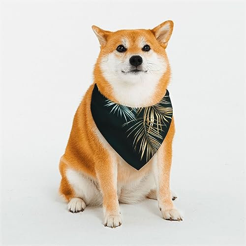 Hundehalstücher mit goldenen Pflanzenblättern, wendbar, dreieckig, verstellbar, weich, für mittelgroße und große Haustiere
