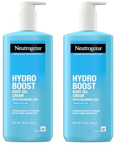 Neutrogena Hydro Boost Body Gel Cream, Hydrating Body Lotion with Hyaluronic Acid for Normal to Dry Skin, Hyaluronic Acid Lightweight Moisturizer, 16 oz, 2 Pack