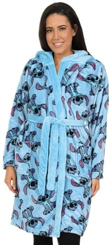 Vestaglia da donna Lilo e Stitch in pile blu con cappuccio