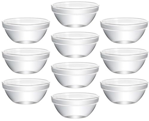 Mobestech Lot De 10 Bols à Dessert Transparents Petits Bols En Verre Résistant Haute Température Polyvalents Cuisine Et Maison Saladiers Pratiques Et Décoratifs