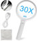 Loupe de Lecture, Loupe 30x 60x, Loupe Grossissante avec 20 LED Lumière, USB Loupe Eclairante, 3 Modes D'Éclairage, Loupe LED pour Lecture, Bijoux, Seniors, Malvoyant
