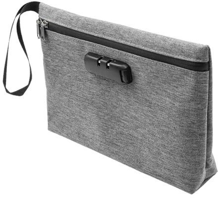 POFET Sicherheits-Geruchssichere Tasche mit Zahlenschloss, 11,8 x 7,88 Zoll, wasserdichte Geldtasche für A4-Dokumente, Akten, Bargeld und Wertsachen, Grau
