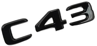 ALMVIS 3D ABS Chrom Schwarz C 43 Logo C43 Emblem Buchstaben Kofferraum Abzeichen Aufkleber Passend for Mercedes Benz C43 AMG W204 W205 Aufkleber Zubehör Auto-Logo-Aufkleber(Glossy Black)