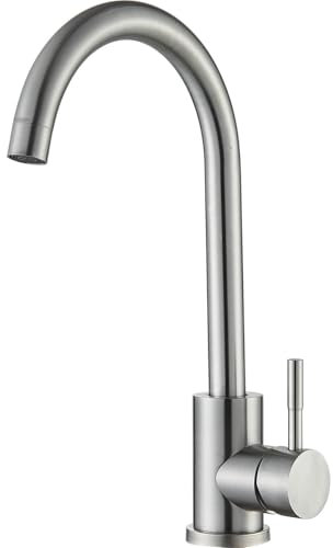 Kitchen Taps Stainless Steel Hevenaov Kitchen Sink Mixer Taps with 360º Swivel Spout, Single Lever Mixer Tap for Kitchens 1 Hole Brushed Nickel
