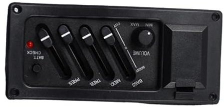 JTYUERWQ 4-Band Akustikgitarren-Vorverstärker EQ Pickup Akustikgitarren-Verstärker Vorverstärker Curve Side & Flat Straight Side Tonabnehmer für Musikinstrumente(Curve Side)