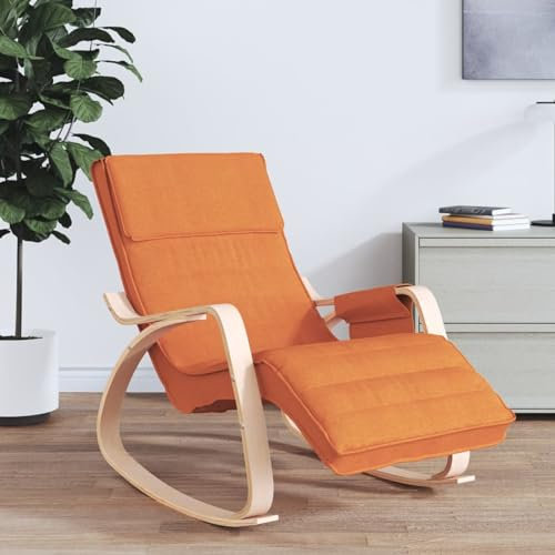 Sufrk Schaukelstuhl Dunkelgelb Stoff Schwingsessel Akzentstuhl Wohnzimmersessel Relaxsessel Schaukelsessel für Schlafzimmer