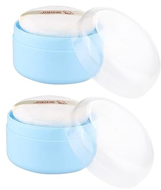 KOMBIUDA 2 Stück Puderquaste für Babypuder und Talkum aus Kunststoff mit Schwamm und Tuch zur Gleichmäßigen Anwendung im Sommer für Kinder und Erwachsene